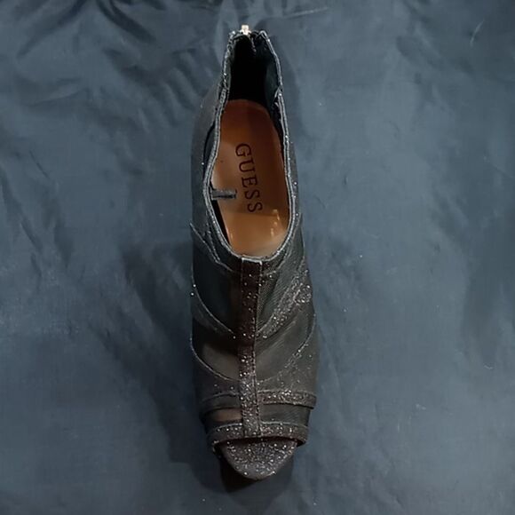 GUESS WOMEN'S SEXY LACE GLITTER OPEN TOE ZIPPER HIGH HEEL SHOES - Picture 11 of 13